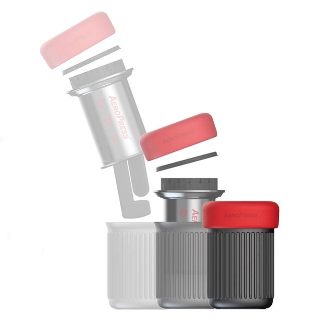 AeroPress GO kit box with Grinder Hario